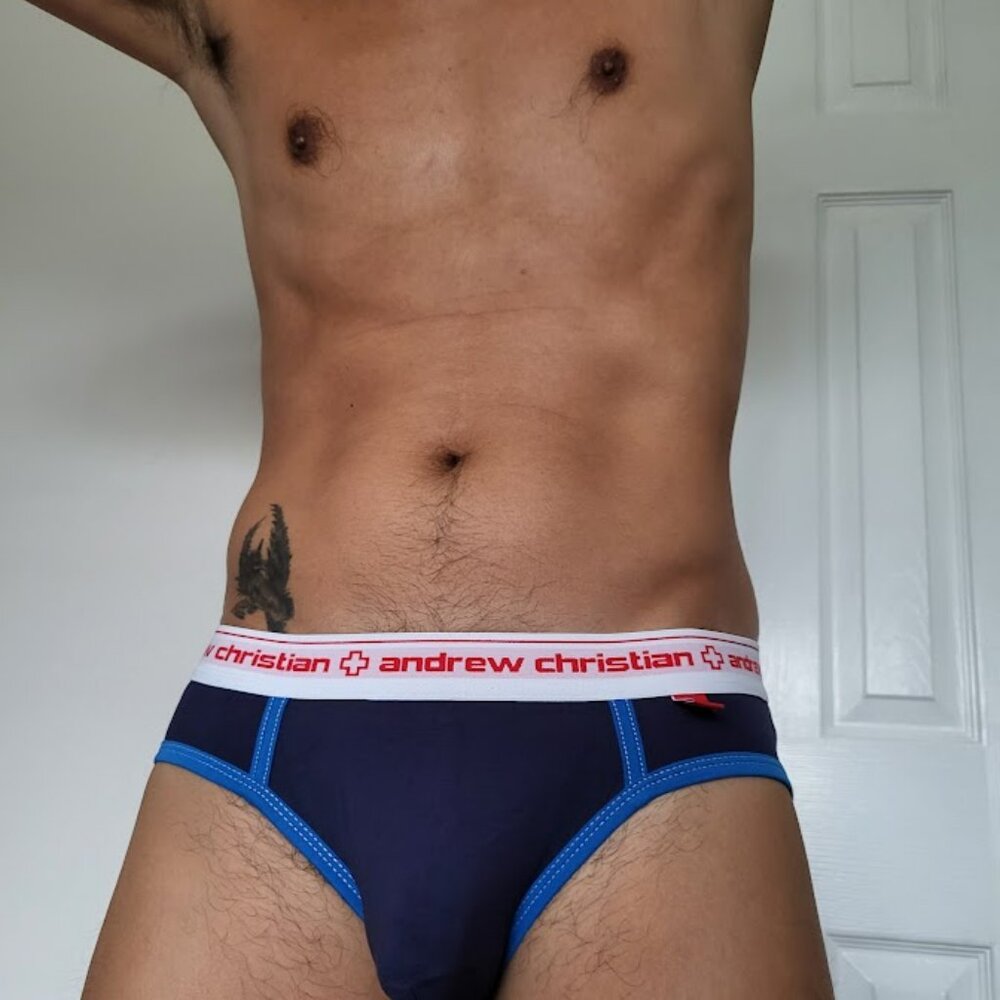 Andrew Christian Vintage Briefs Large Navy Blue NEW - Picture 5 of 6